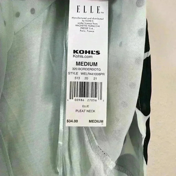 ELLE Sleeveless Blouse Sz M Pastel Mint Green Black Polka Dot Tie Back Tank Top - Picture 6 of 9